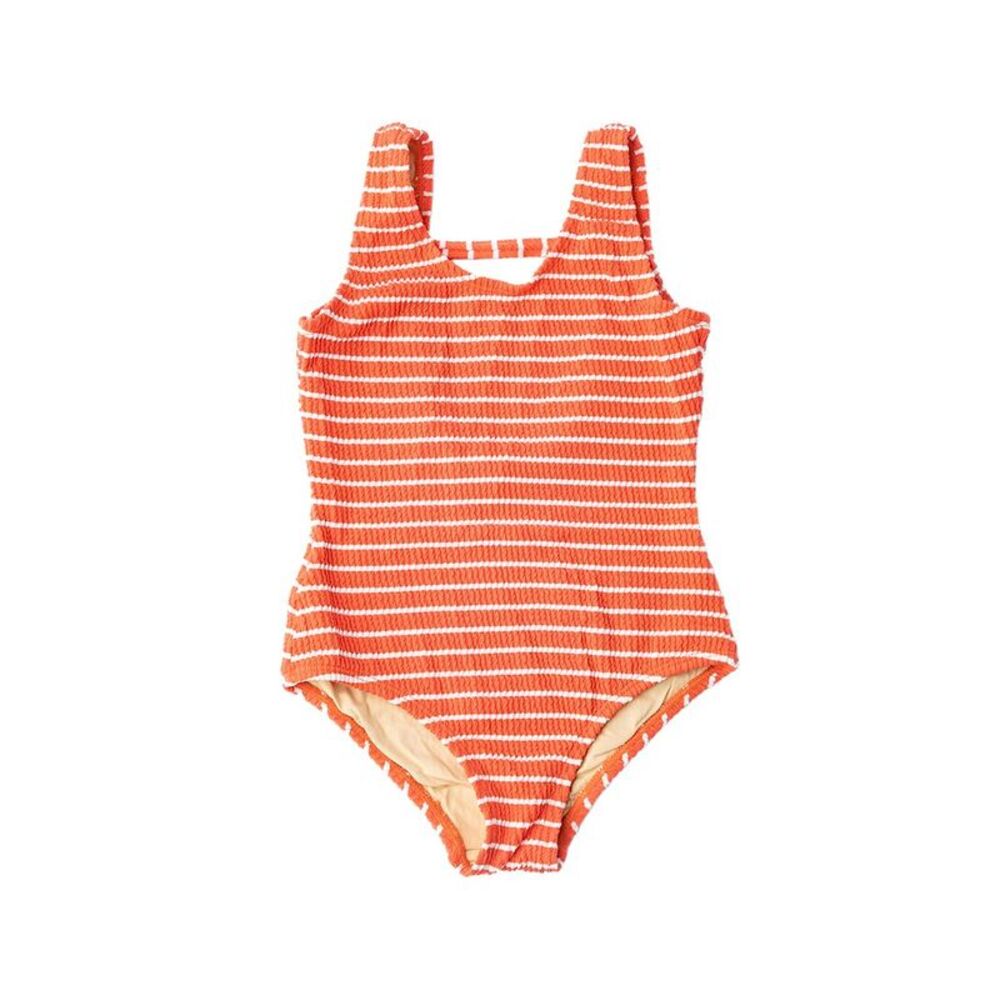 Shade Critters Girls Stripe Girls Crinkle One Piece Swimsuit, Orange